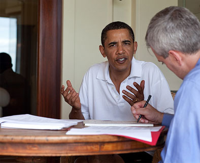 Obama meets with National Security Staff chief of staff Denis McDonough about updates concerning the attempted terrorist attack of an airliner on Christmas Day 