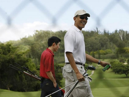 Obama golfing at Olomana