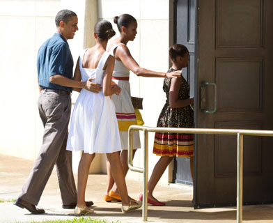 Obama family at church on Christmas