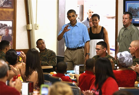 Obama visits marines on Christmas - 2012